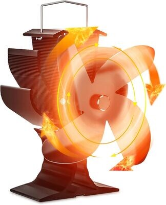 Fireplace Fan for Wood Stoves, 4-Blade Heat Powered Fan for Efficient Heat Distribution and Improved Wood Stove Performance