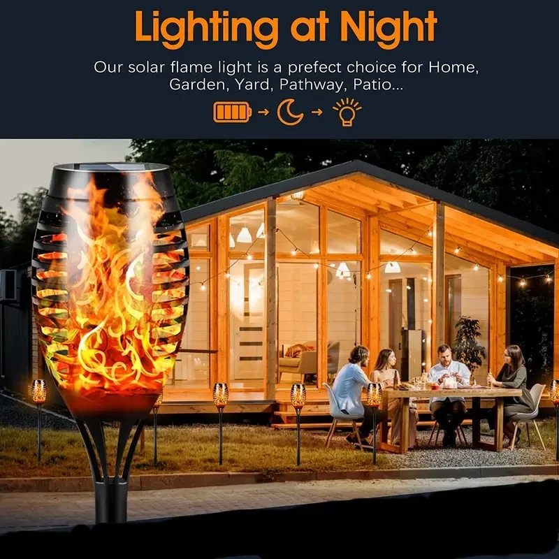4-Pack Outdoor Garden Solar Lamps - 12 LED Waterproof Torch Lights for Landscape Illumination