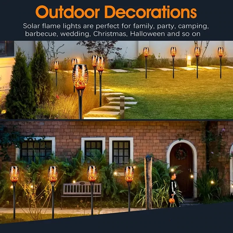 4-Pack Outdoor Garden Solar Lamps - 12 LED Waterproof Torch Lights for Landscape Illumination