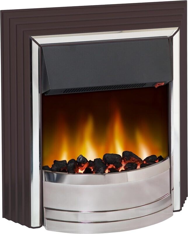 Thermostat and Adjustable 2kW Heater and Contemporary LED Flame Effect with a Choice of Coal or White Pebble