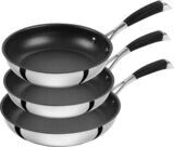 Set of 3 (20 cm + 24 cm + 28 cm), with 4-Layer Non-Stick Coating with Diamond Particles, 18/10 Stainless Steel