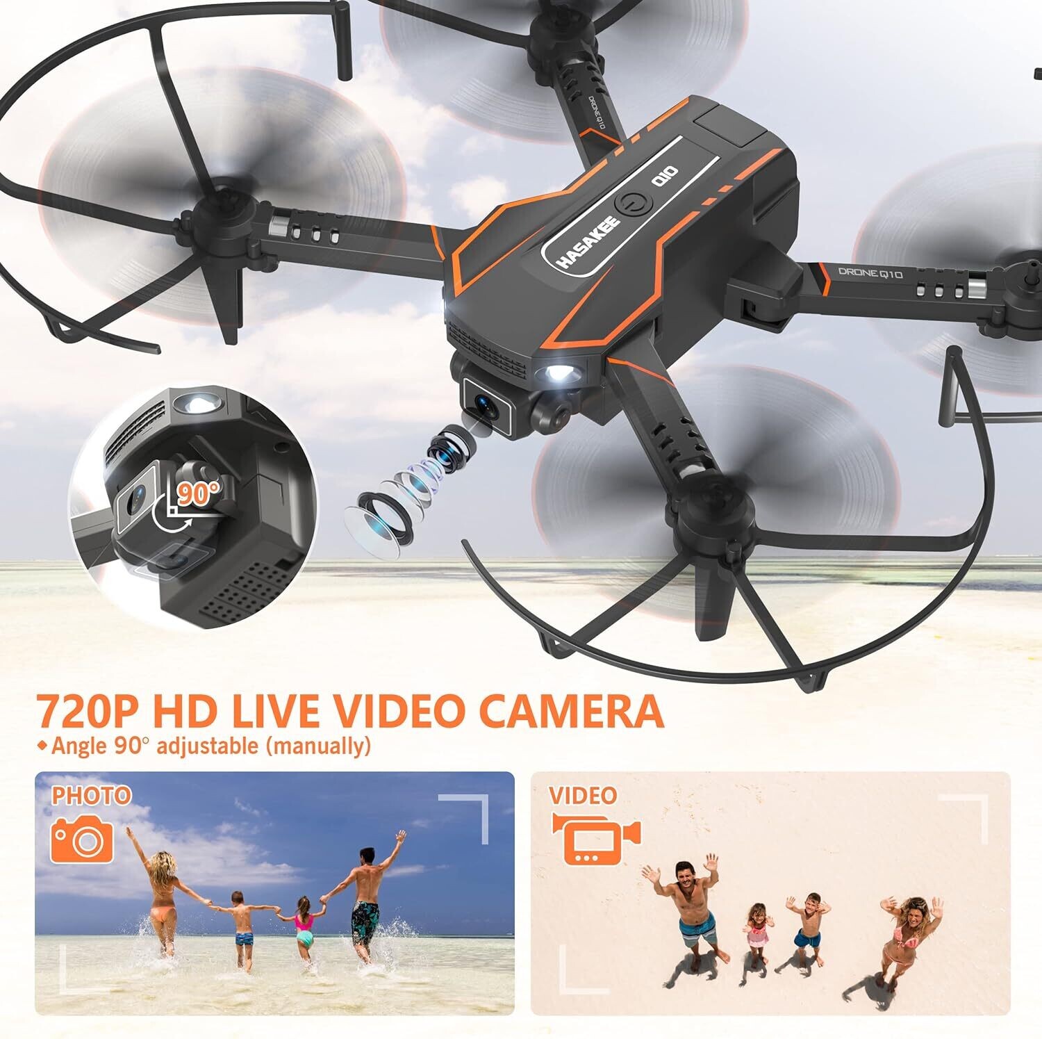 RC Drone Quadcopter with FPV WiFi Transmission and Camera HD 720P for Children