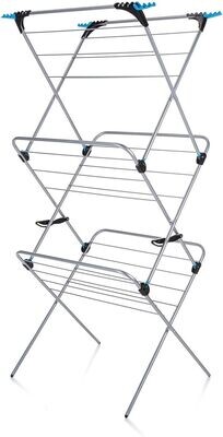 3-Tier Clothes Laundry Dryer Rack - Spacious, Foldable Drying Rack for Indoor and Outdoor Use - Sturdy, Space-Saving Design for Drying Clothes, Towels, and Linens - Ideal for Homes, Apartments