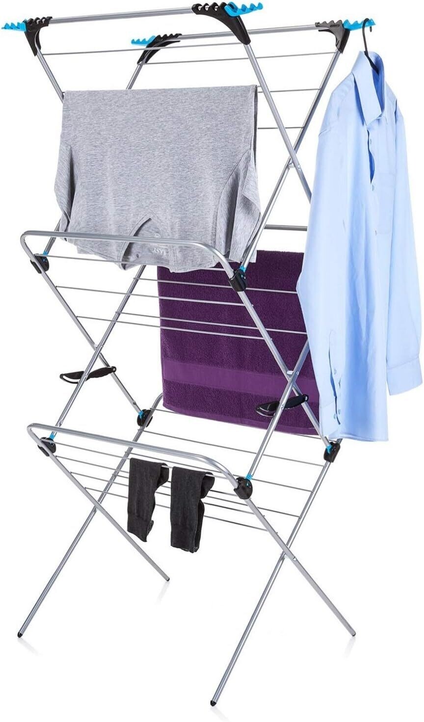 3-Tier Clothes Laundry Dryer Rack - Spacious, Foldable Drying Rack for Indoor and Outdoor Use - Sturdy, Space-Saving Design for Drying Clothes, Towels, and Linens - Ideal for Homes, Apartments