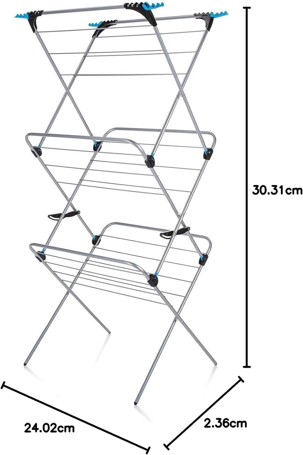 3-Tier Clothes Laundry Dryer Rack - Spacious, Foldable Drying Rack for Indoor and Outdoor Use - Sturdy, Space-Saving Design for Drying Clothes, Towels, and Linens - Ideal for Homes, Apartments