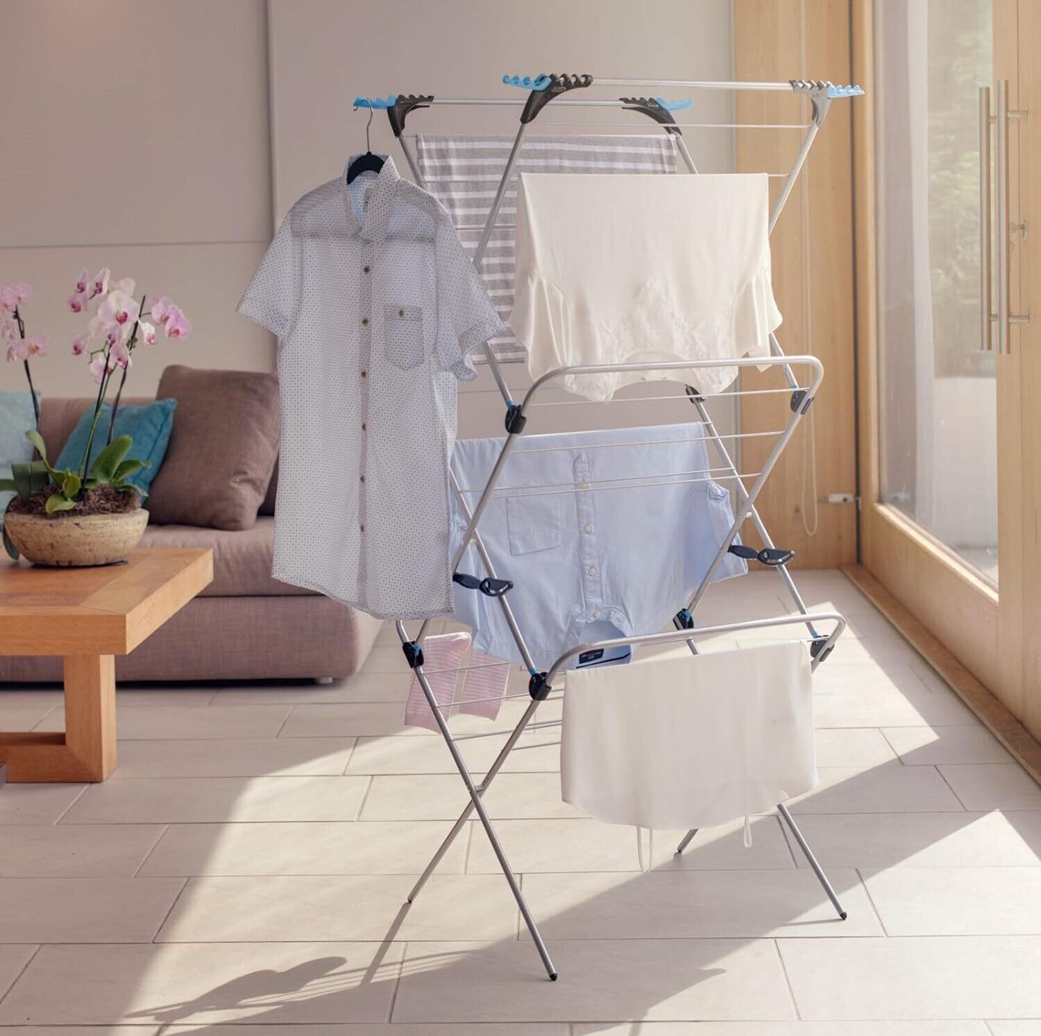 3-Tier Clothes Laundry Dryer Rack - Spacious, Foldable Drying Rack for Indoor and Outdoor Use - Sturdy, Space-Saving Design for Drying Clothes, Towels, and Linens - Ideal for Homes, Apartments