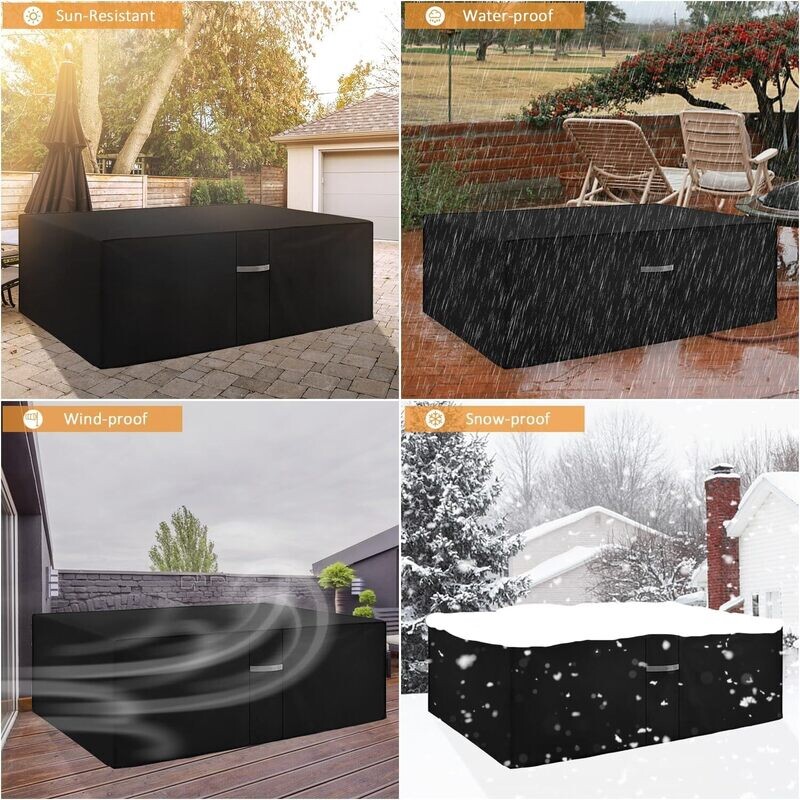 Garden Furniture Covers with Air Vent, Waterproof, Windproof, Anti-UV, Heavy Duty Rip-Proof 600D Oxford Fabric Patio Set Cover, Square
