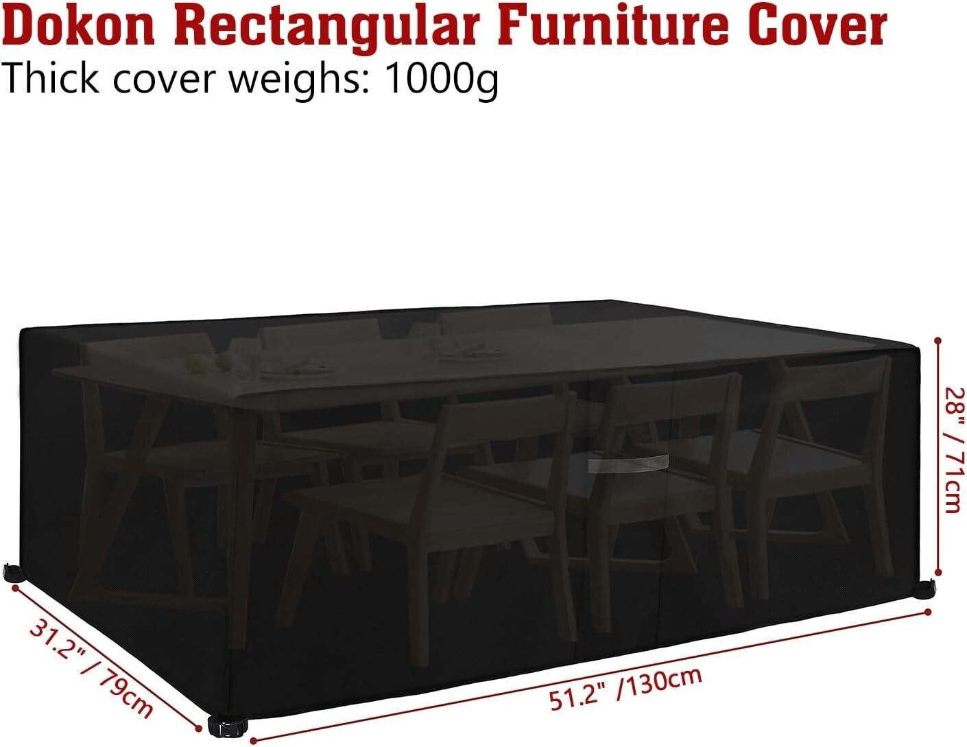 Garden Furniture Covers with Air Vent, Waterproof, Windproof, Anti-UV, Heavy Duty Rip-Proof 600D Oxford Fabric Patio Set Cover, Square