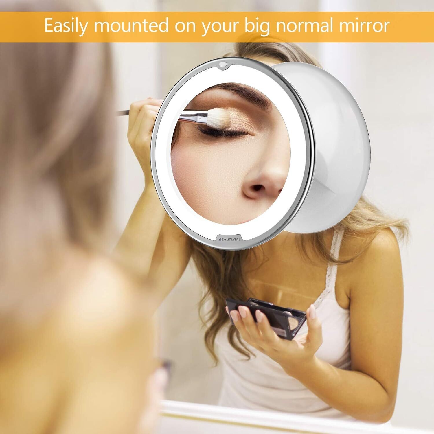 Magnification LED Illuminated Make-Up Mirror 360° Swivel with Integrated Suction Cup Shaving Mirror Wall