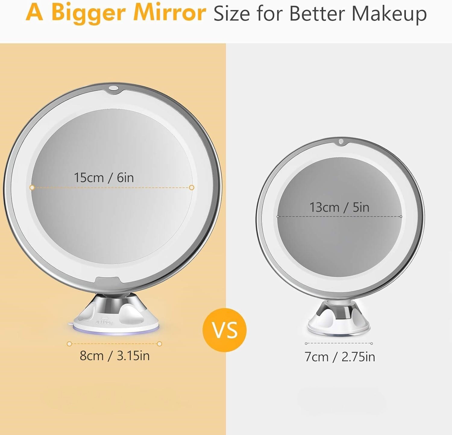 Magnification LED Illuminated Make-Up Mirror 360° Swivel with Integrated Suction Cup Shaving Mirror Wall