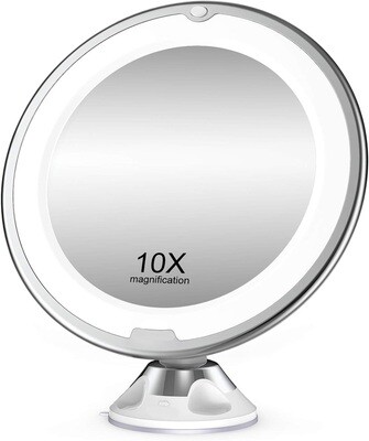 Magnification LED Illuminated Make-Up Mirror 360° Swivel with Integrated Suction Cup Shaving Mirror Wall