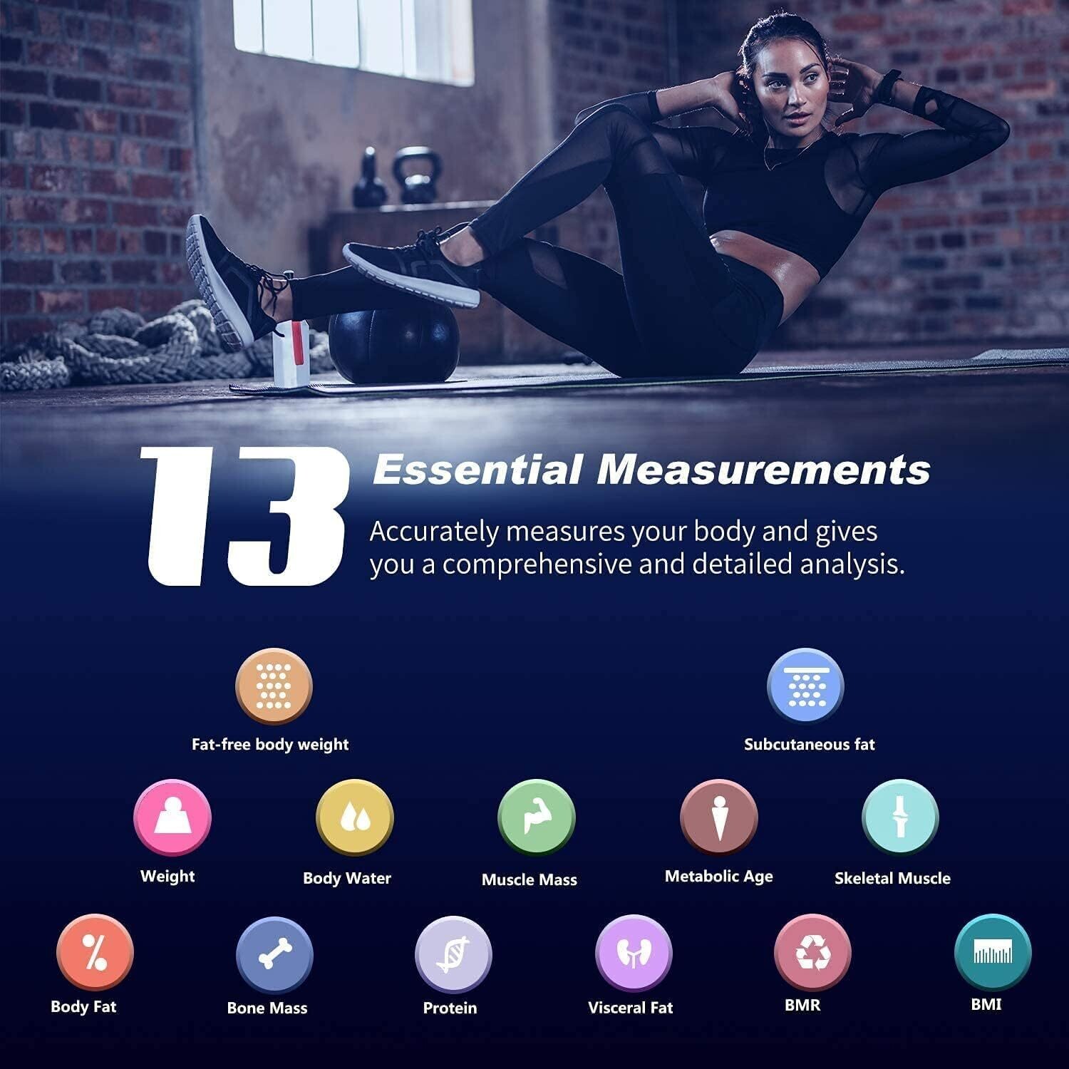 Scales for Body Mass Index (BMI), Visceral Fat, Muscle, Age, and Other High Precision Measurements Bluetooth with App
