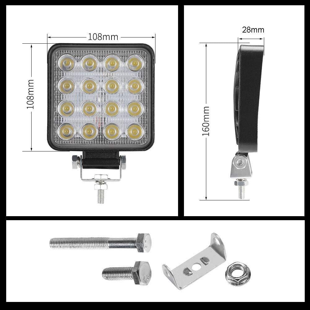 12V/24V LED Off-Road Auxiliary Headlights – 4-Piece Work Light Set for Tractors, Cars, Excavators, SUVs, UTVs, and ATVs