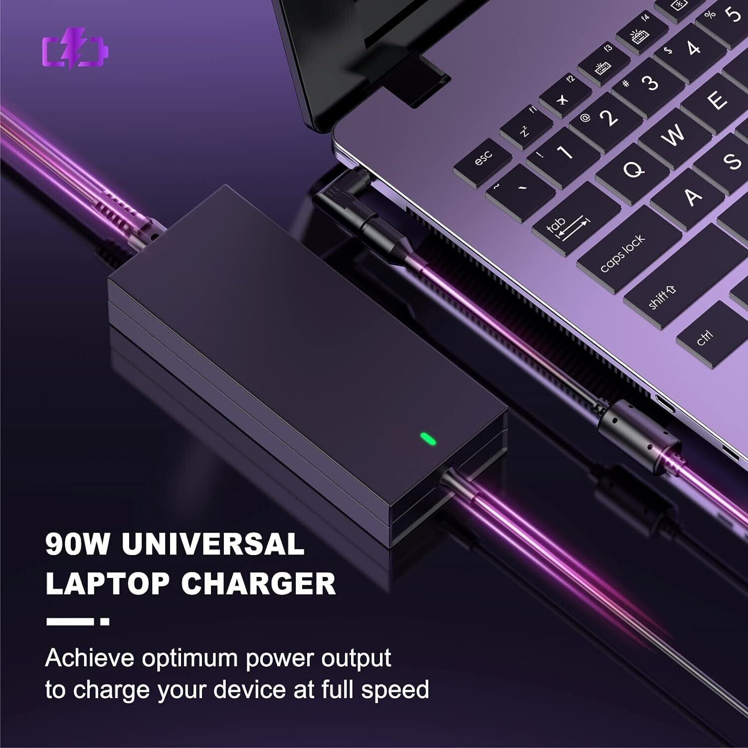 90W Universal Power Supply Laptop Charging Cable - AC Adapter Charger for Notebooks and Laptops, Compatible with Multiple Brands for Reliable Charging