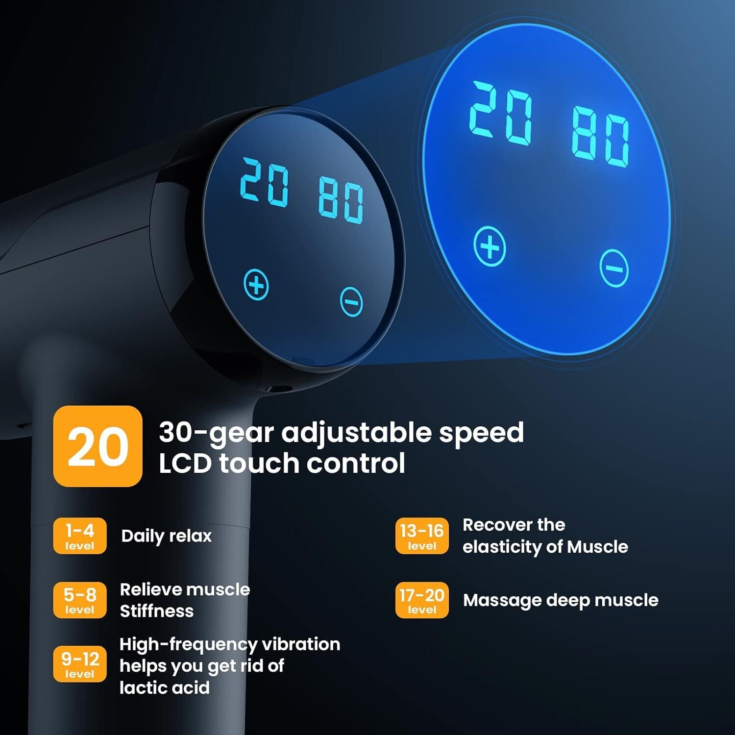 Massage Gun with 8 Massage Heads Portable Muscle Massage Device