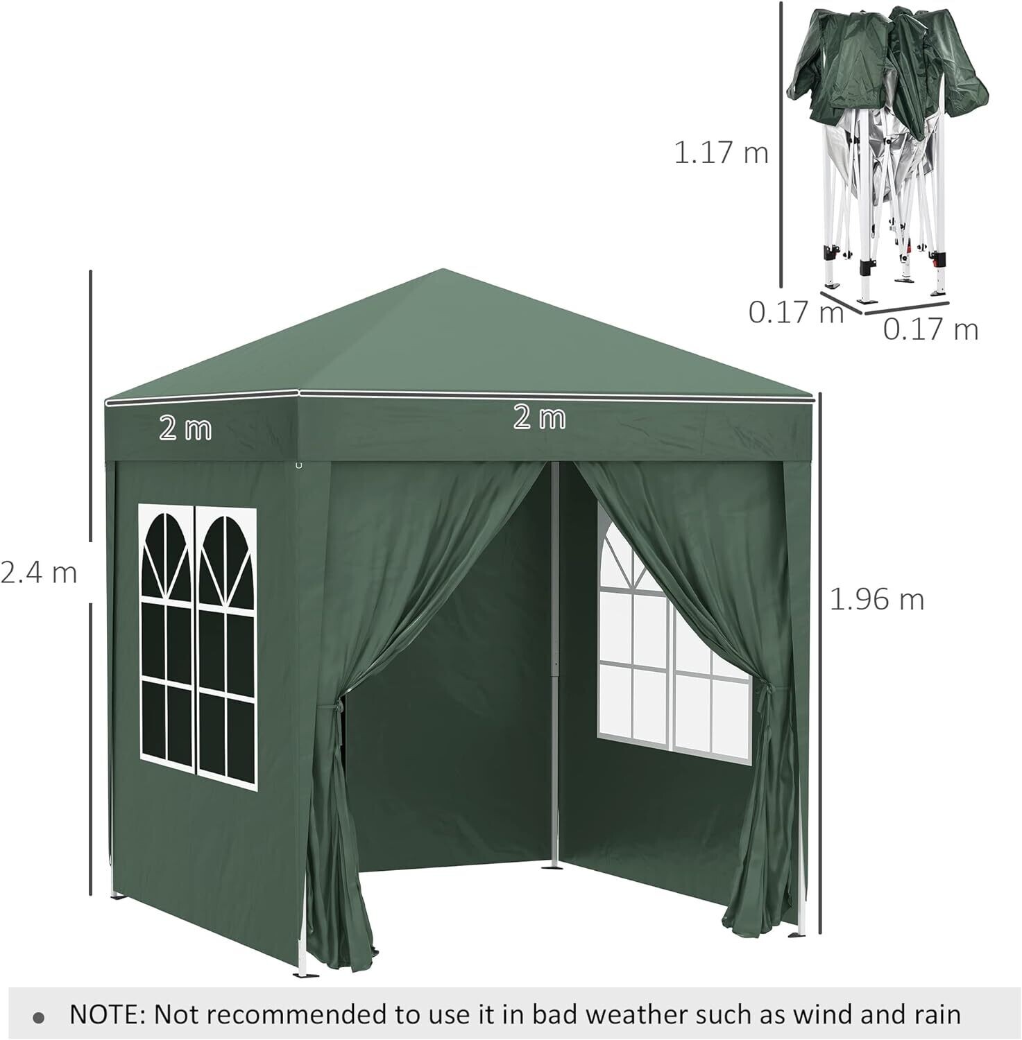 2x2m &amp; 3x3m Fully Waterproof Pop-Up Gazebos - All-Weather Outdoor Canopy for Parties, Camping, and Events - Quick Setup, Durable Construction, and Weather-Resistant Design for Year-Round Use