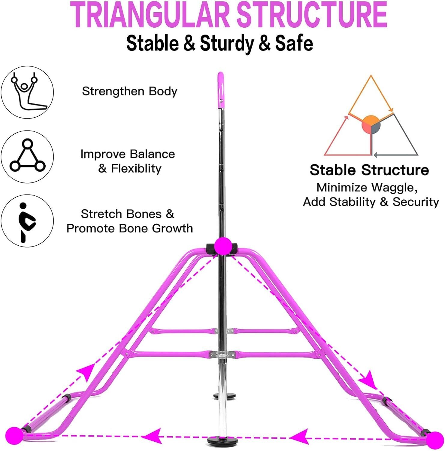 Adjustable Height Gymnastics Bars for Kids - Folding Garden Home Fitness Stretching Equipment, Ideal Gift Set for Gym Training, Suitable for Girls and Boys