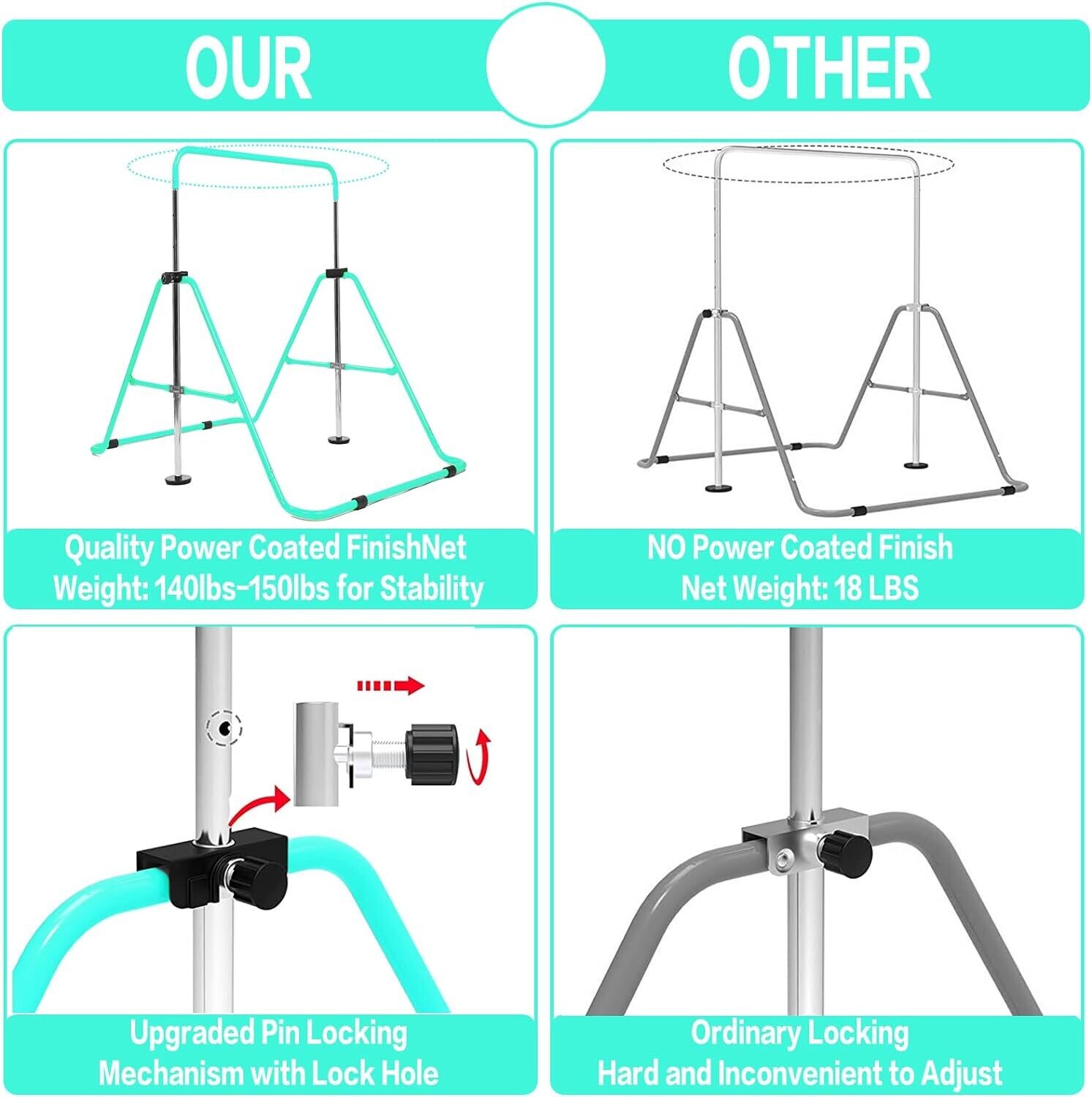 Adjustable Height Gymnastics Bars for Kids - Folding Garden Home Fitness Stretching Equipment, Ideal Gift Set for Gym Training, Suitable for Girls and Boys