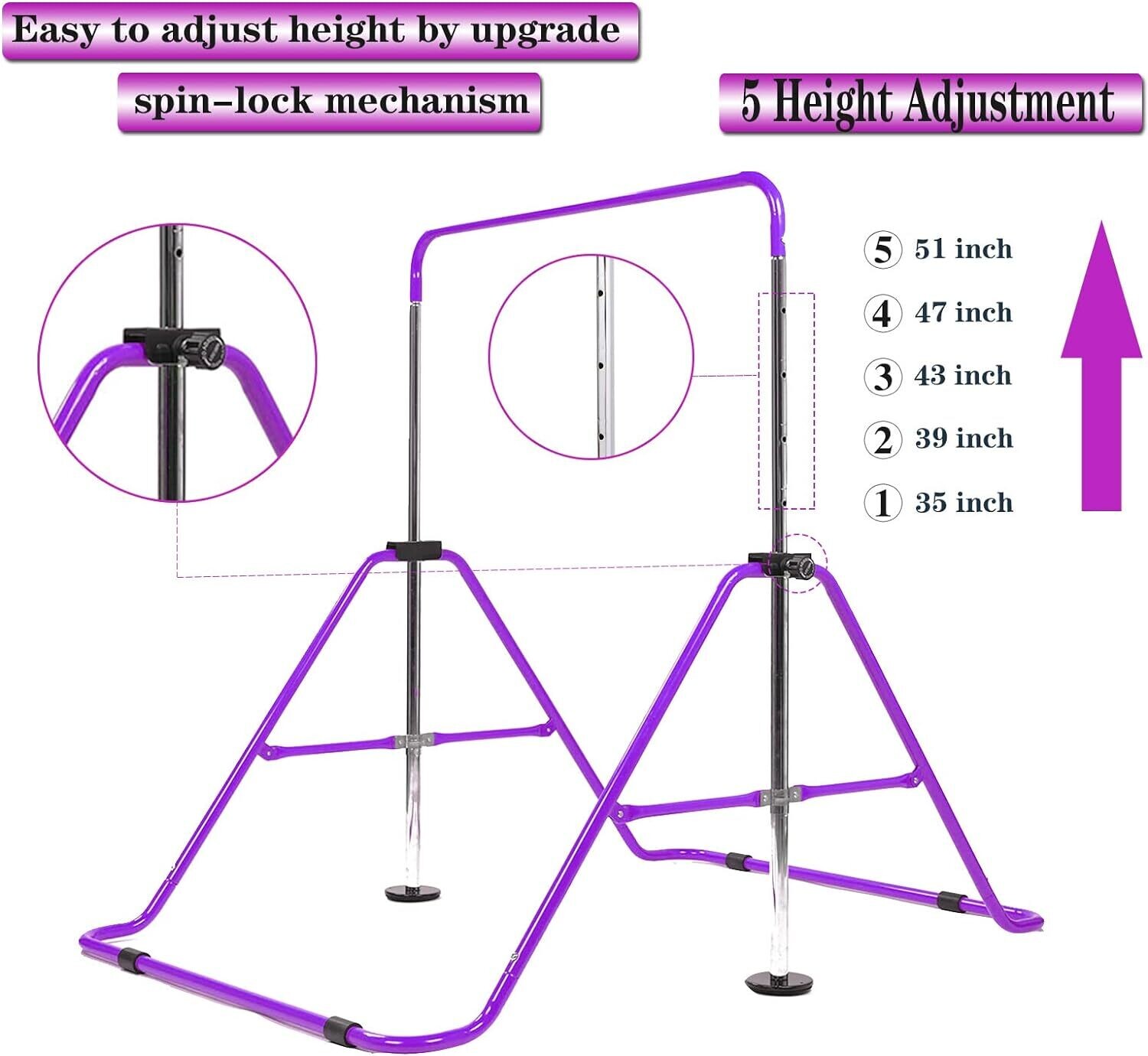 Adjustable Height Gymnastics Bars for Kids - Folding Garden Home Fitness Stretching Equipment, Ideal Gift Set for Gym Training, Suitable for Girls and Boys