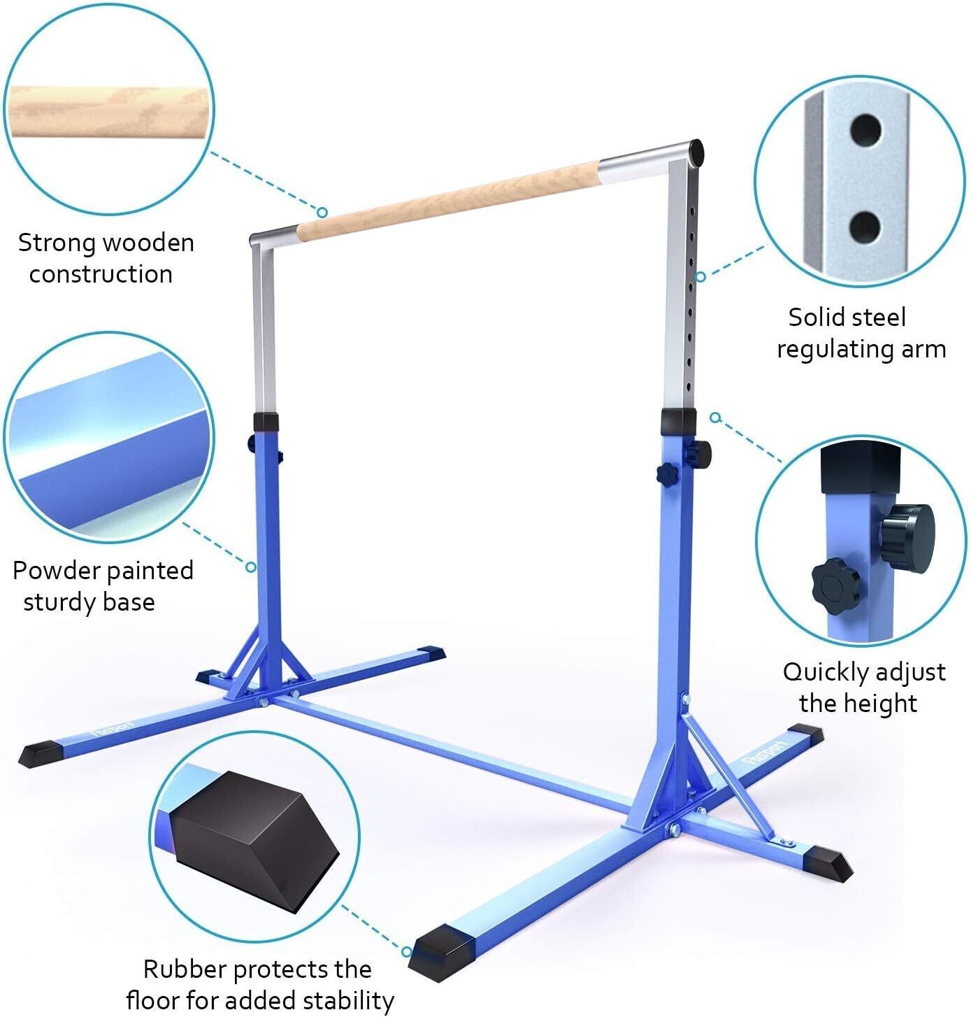 Kids Gym Bar Horizontal Expandable Multifunction Gym Training Equipment Home Training Adjustable Height Kip Bar 12 Levels