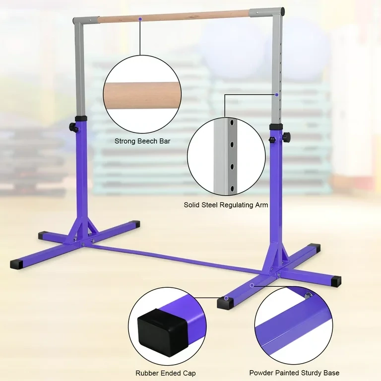 Kids Gym Bar Horizontal Expandable Multifunction Gym Training Equipment Home Training Adjustable Height Kip Bar 12 Levels