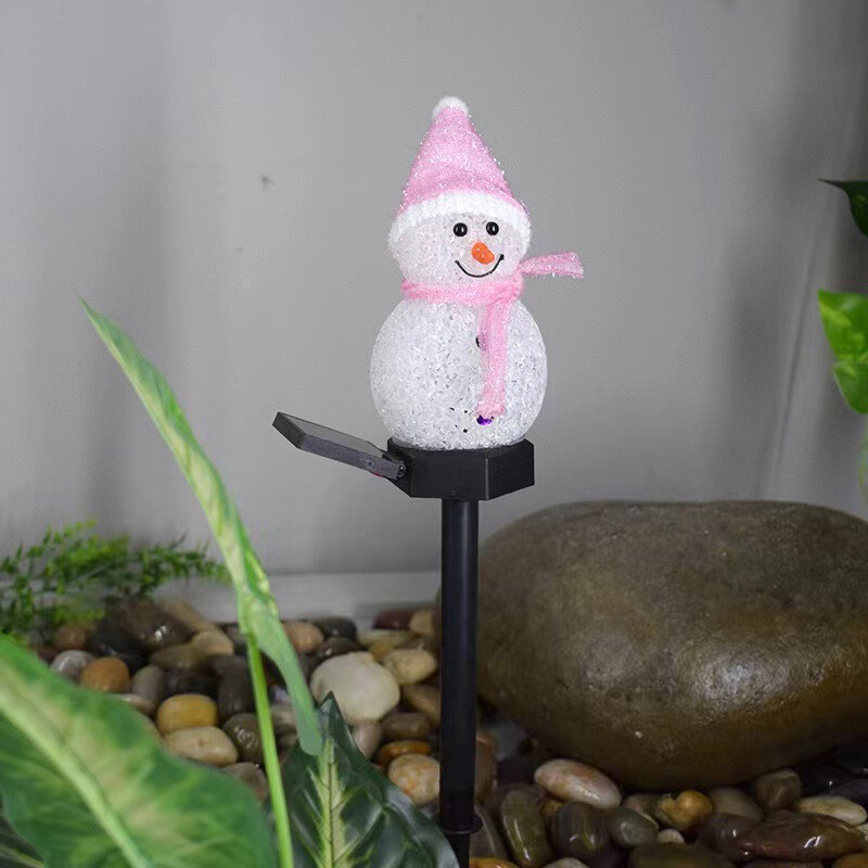 Snow Man Solar Christmas Lights Outdoor Waterproof Post Lamp Lawn Landscape Garden Decoration Lights