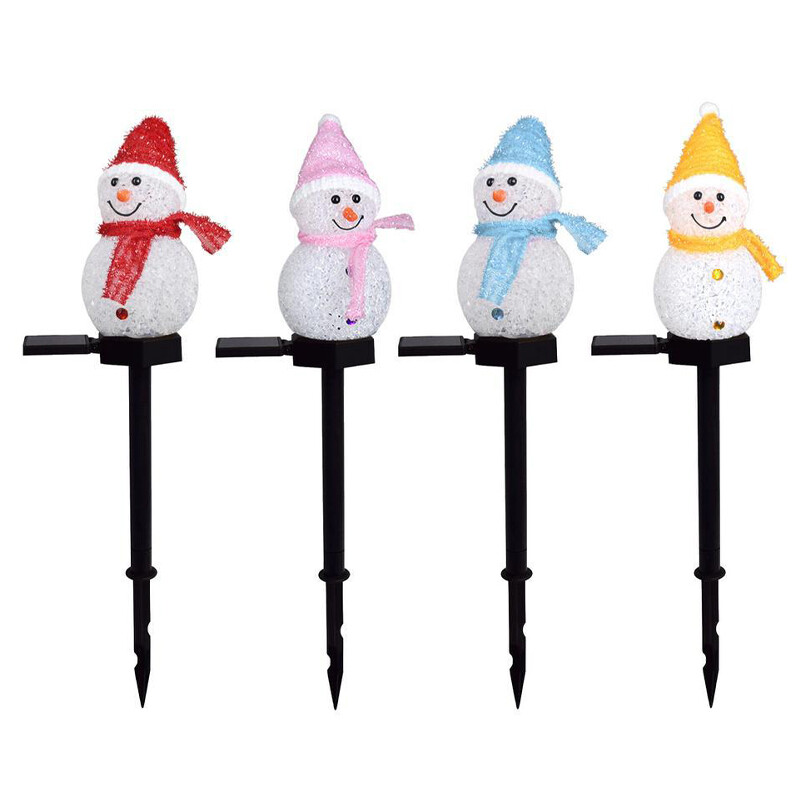 Snow Man Solar Christmas Lights Outdoor Waterproof Post Lamp Lawn Landscape Garden Decoration Lights