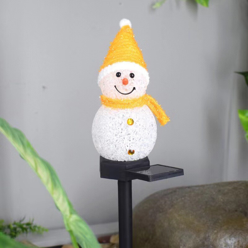Snow Man Solar Christmas Lights Outdoor Waterproof Post Lamp Lawn Landscape Garden Decoration Lights