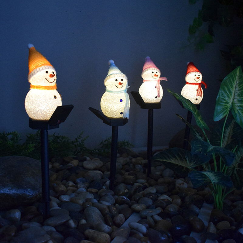 Snow Man Solar Christmas Lights Outdoor Waterproof Post Lamp Lawn Landscape Garden Decoration Lights