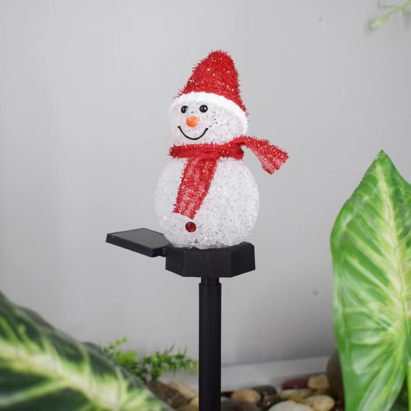 Snow Man Solar Christmas Lights Outdoor Waterproof Post Lamp Lawn Landscape Garden Decoration Lights