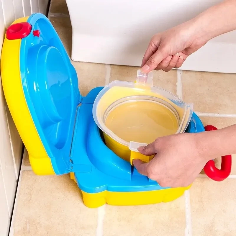 Travel Portable Kids Foldable Sink Baby Can Camp Bucket Cover Toilet Trainer Carries Outdoor Child With Charming Cartoon