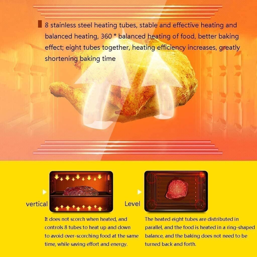 60L Oven with Adjustable Temperature Control - Features a 120-Minute Timer and Four-Layer Design for Versatile Cooking and Baking