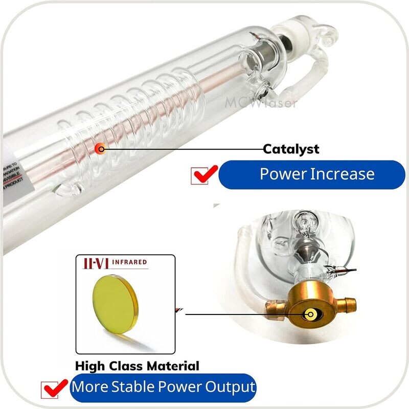 40W-700mm -150W-1850mm CO2 Laser Tube for Laser Engraving and Cutting Machine