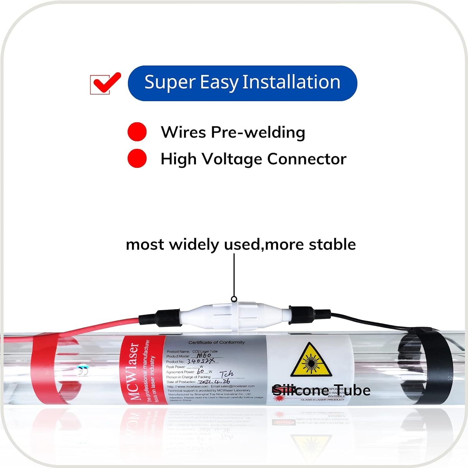 60W Laser Tube CO2 1000mm Length for Laser Engraving and Cutting Machine and Laser Engraver