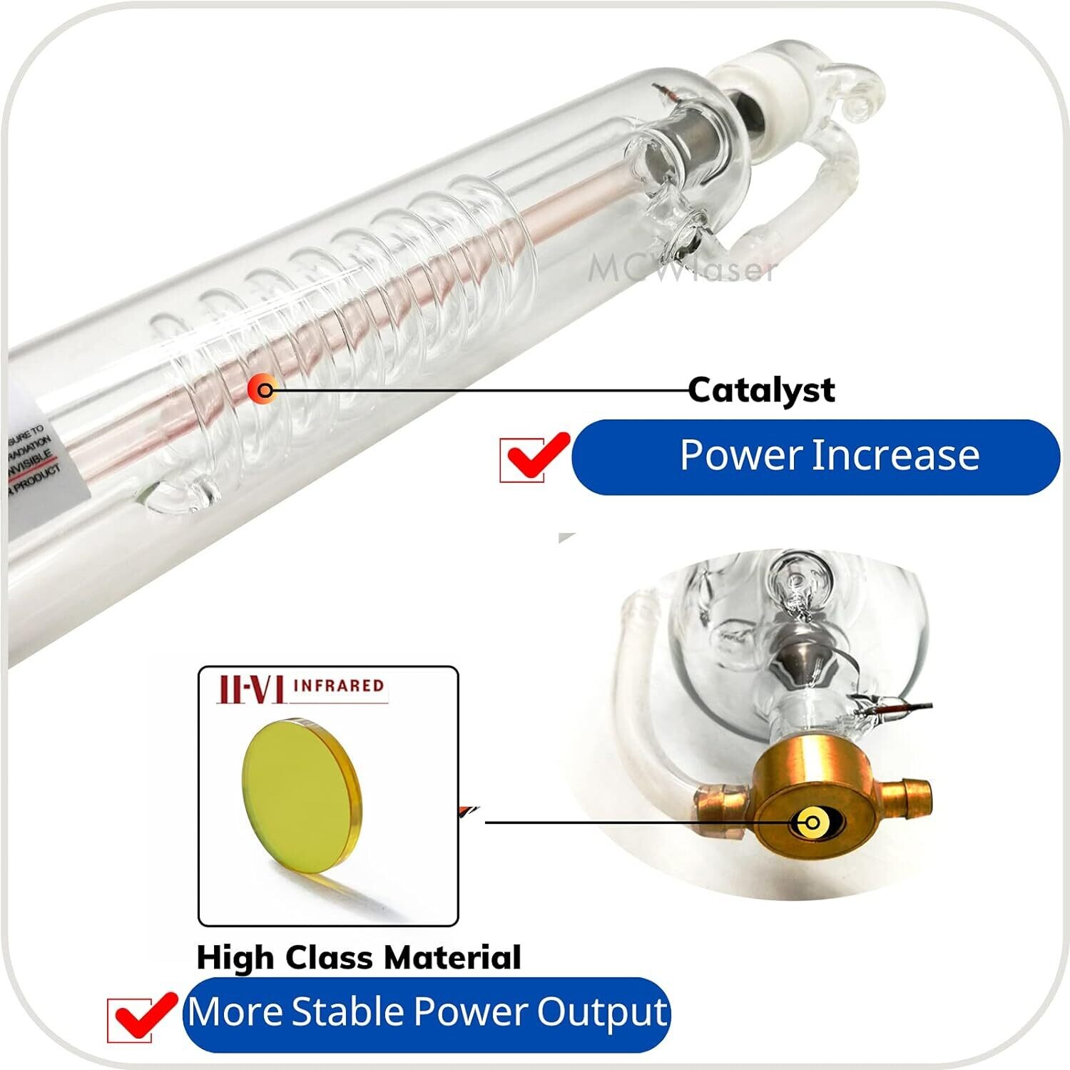 60W Laser Tube CO2 1000mm Length for Laser Engraving and Cutting Machine and Laser Engraver