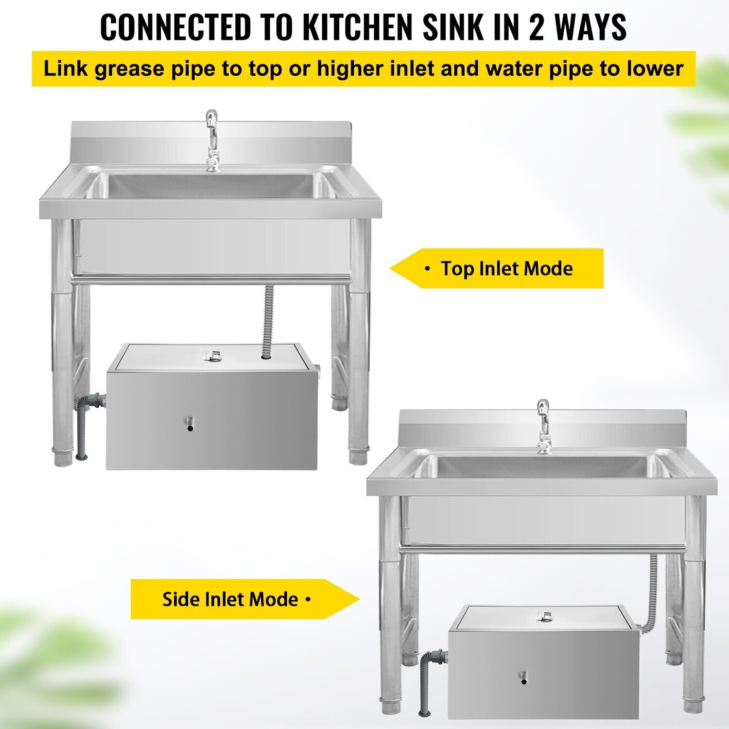 Stainless Steel Grease Interceptor Grease Trap Water Oil Trap Filter Separator Kitchen Waste Water Treatment for Restaurant Home