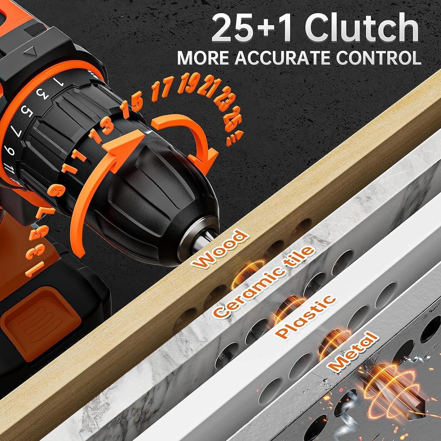 Cordless 20V Drill Set – 42 Accessories, 42Nm Electric Screwdriver, 2.0Ah Battery, 25+1 Torque, 2 Speed Settings, LED Light