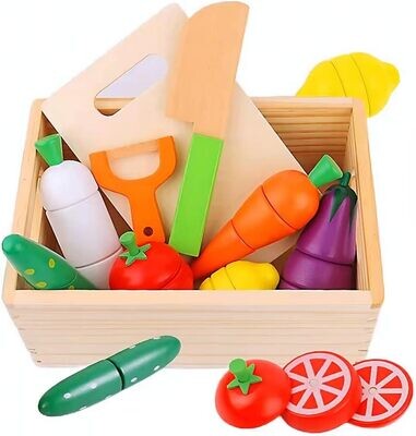 Wooden Kitchen Cut Food Kids Toy, Fruits and Vegetables Magnetic Toy
