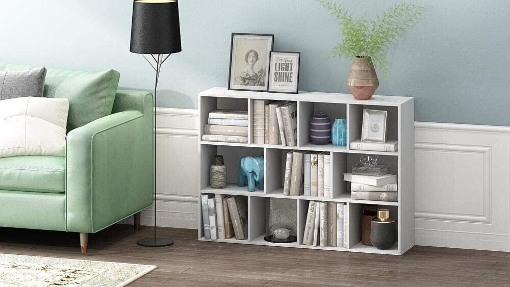 Open Bookcase with 11 Compartments, 9.4&quot; x 29.1&quot; x 41.7&quot;