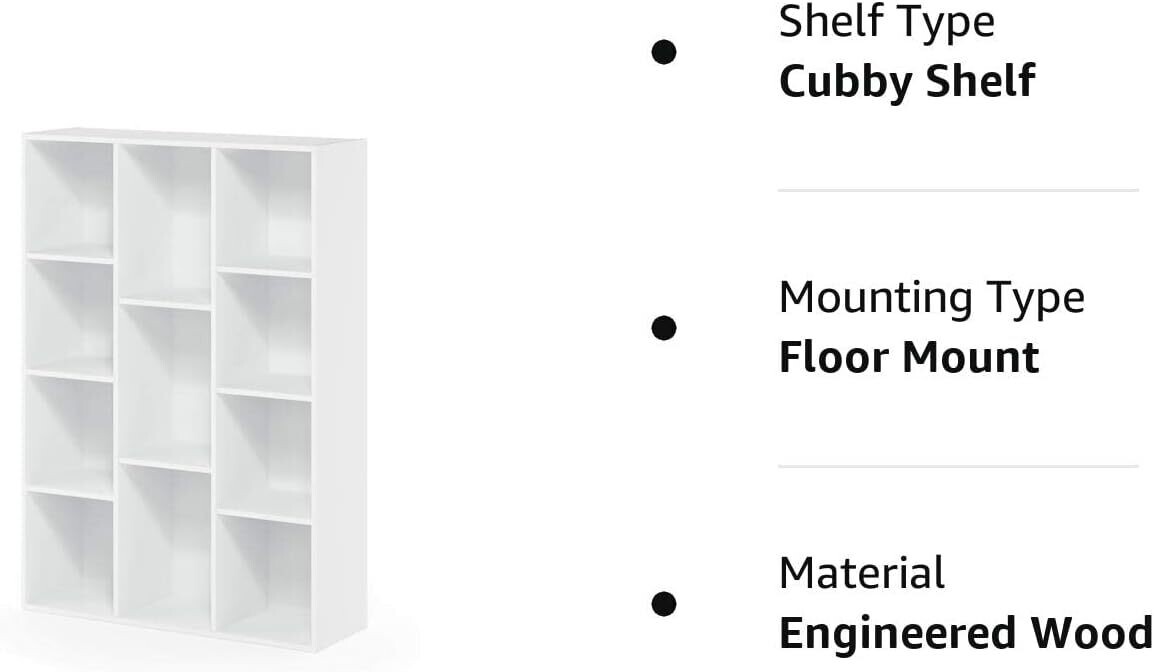 Open Bookcase with 11 Compartments, 9.4&quot; x 29.1&quot; x 41.7&quot;