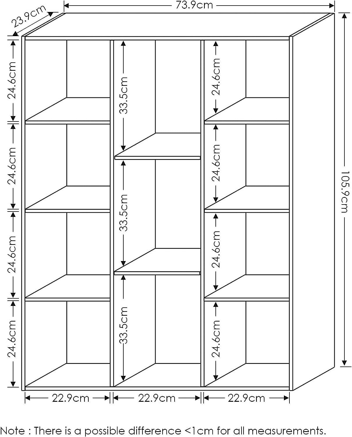 Open Bookcase with 11 Compartments, 9.4&quot; x 29.1&quot; x 41.7&quot;