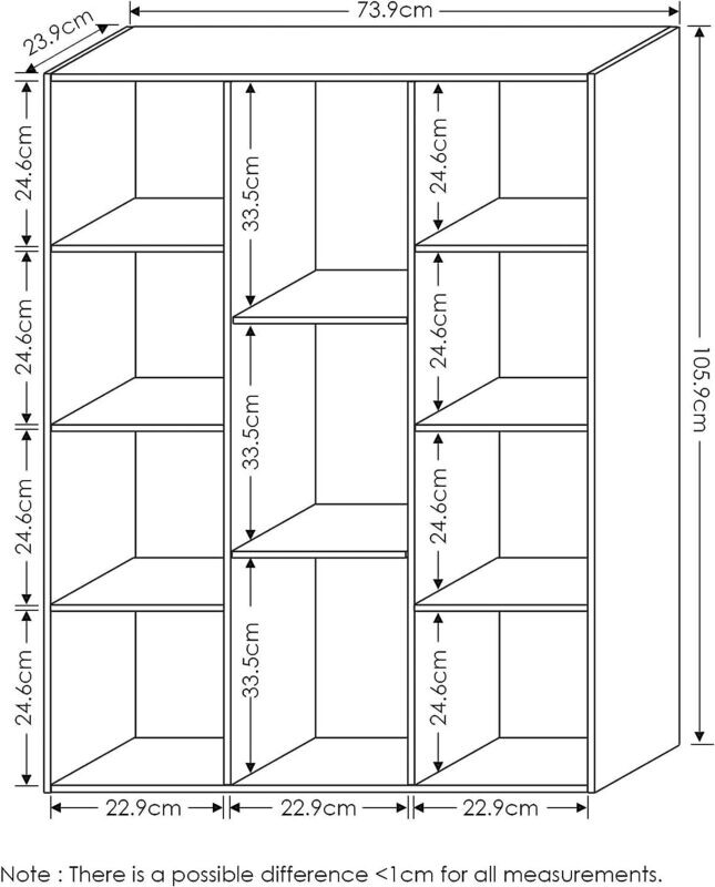 Open Bookcase with 11 Compartments, 9.4&quot; x 29.1&quot; x 41.7&quot;