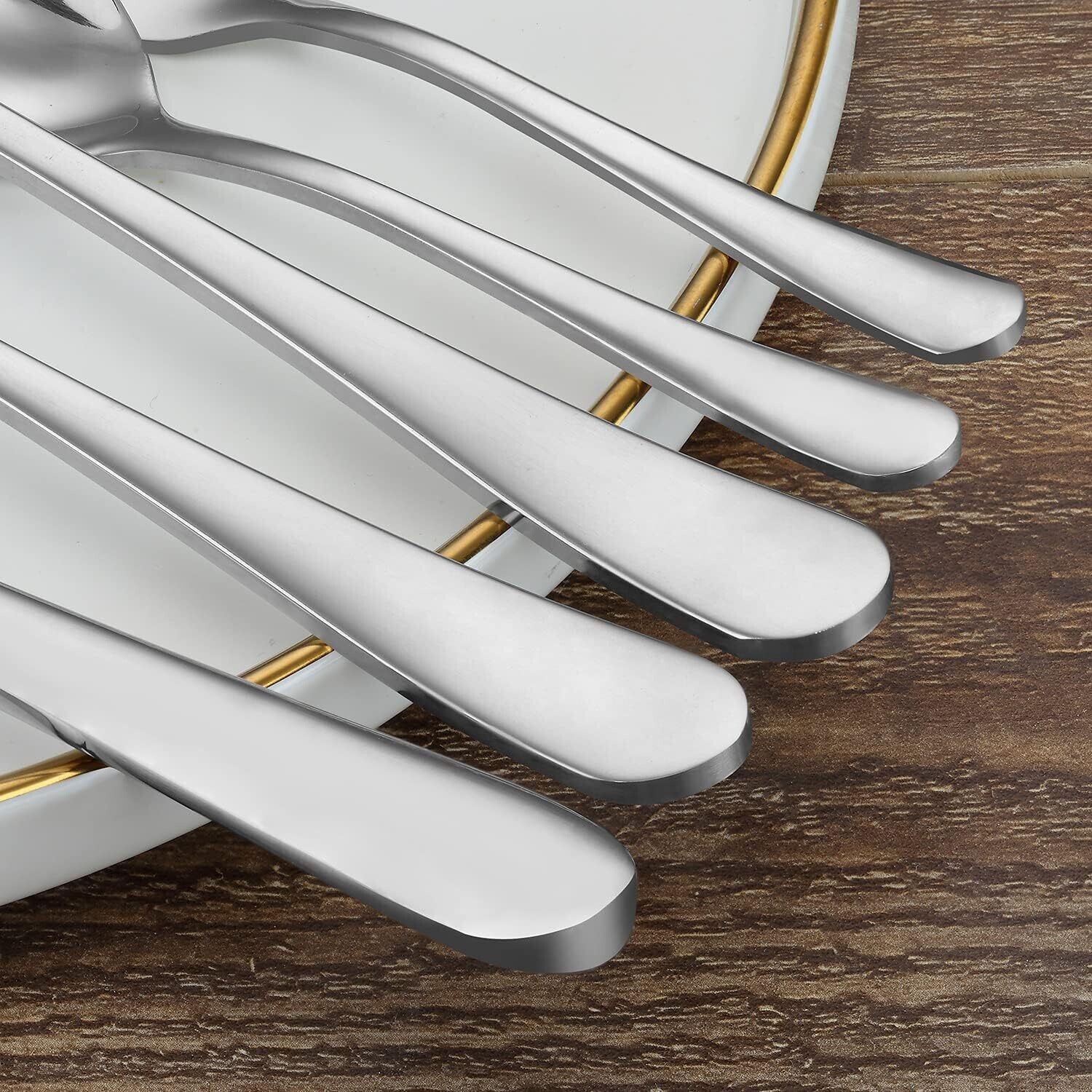 60-Piece Flatware Set with Knife, Fork, and Spoon, Mirror Polished Stainless Steel Cutlery, Dishwasher Safe Dining Utensils for Family and Gatherings