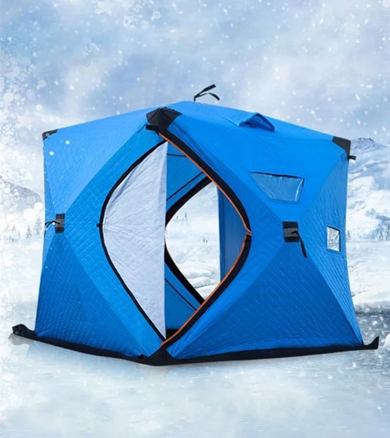 2-8 People Ice Fishing Shelter Portable Pop-Up Water/Windproof Tent Easily Set-Up for Outdoors Winter Fishing Camping Hiking