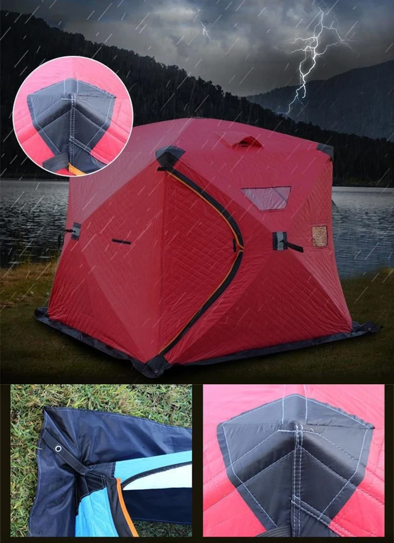 2-8 People Ice Fishing Shelter Portable Pop-Up Water/Windproof Tent Easily Set-Up for Outdoors Winter Fishing Camping Hiking