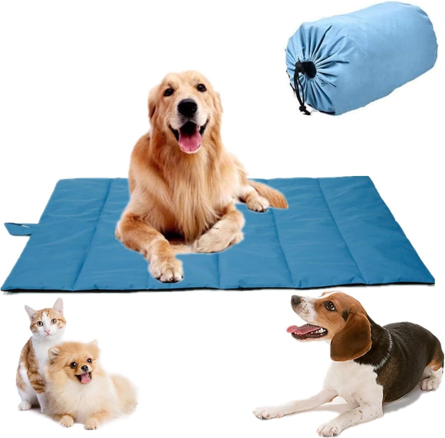 Large Dogs Foldable Washable Waterproof Dog Mat for Outdoor Use, Pet-Friendly Portable Dog Mat Travel Blanket for Dogs and Cats with Multiple Uses: Picnic Blanket 110 by 68 cm.