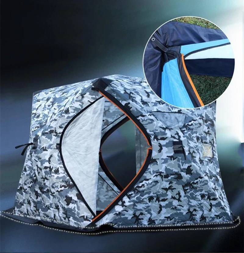 2-8 People Ice Fishing Shelter Portable Pop-Up Water/Windproof Tent Easily Set-Up for Outdoors Winter Fishing Camping Hiking