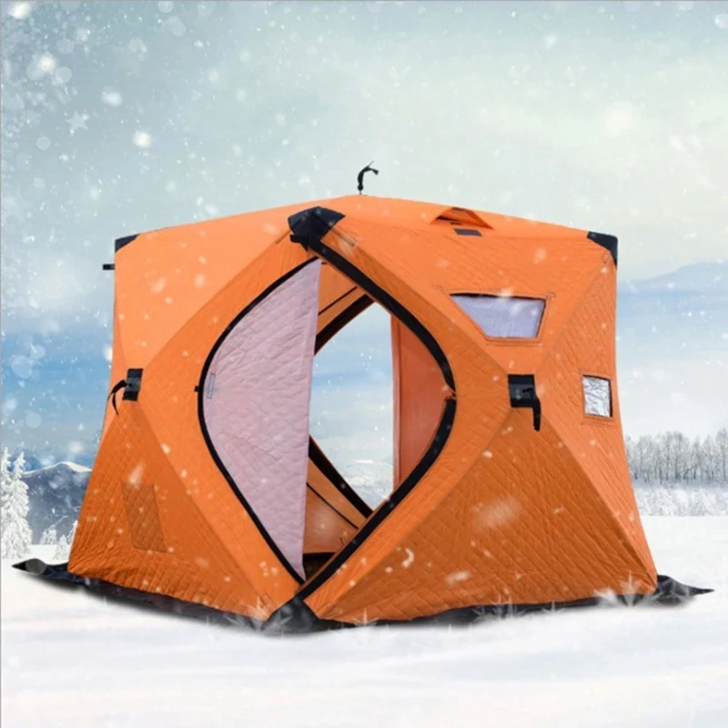 2-8 People Ice Fishing Shelter Portable Pop-Up Water/Windproof Tent Easily Set-Up for Outdoors Winter Fishing Camping Hiking