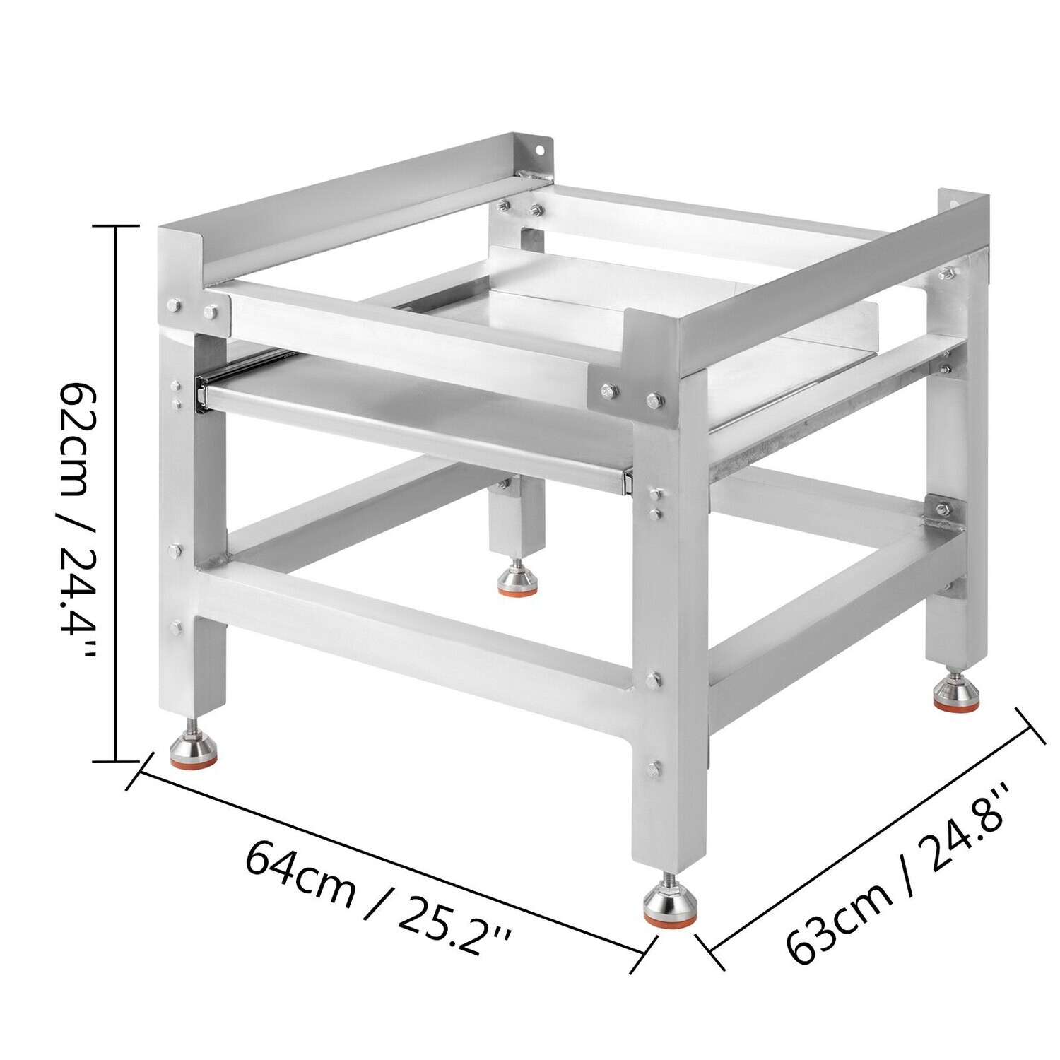 4 Adjustable Feet Washing Machine Stand 48x25 Inch,  for Washer and Dryer Stand Aluminum Washing Machine Base with Two 66LBS Trays