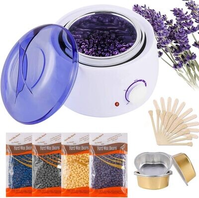Warm Home Wax Hair Removal Set with 4 Wax Bean Bags, 10 Wooden Spatulas, Eyebrow Face Armpit Bikini Leg Hair Removal waxing Device